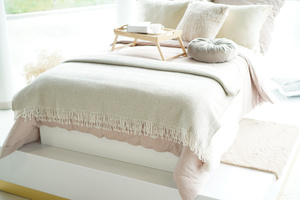 150 x 200 Cotton-Acrylic Blanket Check Taupe