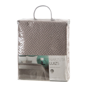 200 x 220 Quilted Velvet Bedspread Luiz5 Beige