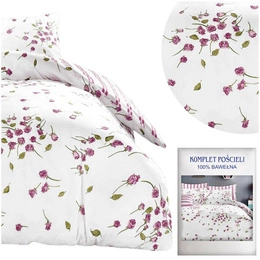 Cotton Satin Bedding in Flowers White A844 200x220NP 3 parts
