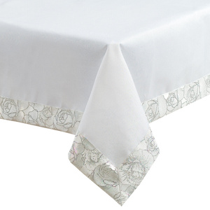 Tablecloth 140 x 200 Decorative Rose pattern 023 White+Silver