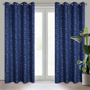 Curtain 140 x 250 Decorative Evi Navy+Silver