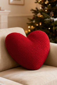 Pillow 44 x 36 Decorative Heart Boucle Red