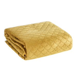 Bedspread 170 x 210 Decorative Quilted Pattern Ariel Mustard
