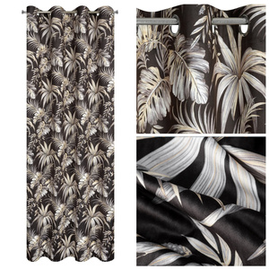 Curtain 140 x 250 Decorative Velvet Magi Black+Beige