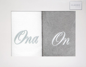 Towel Set He She 2 2 pcs. 70 x 140 White