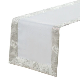 Runner 40 x 140 Decorative Rose pattern 023 White+Silver