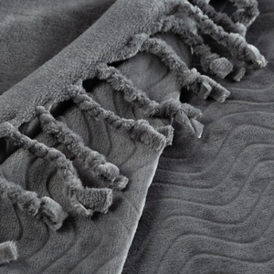 Blanket 150 x 200 Microfiber with Fringes Emma Steel
