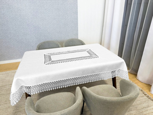 Stain-Resistant Tablecloth 110 x 160 with Lace 2017 White