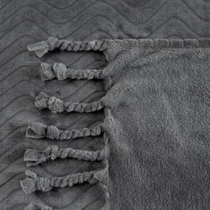 Blanket 150 x 200 Microfiber with Fringes Emma Steel