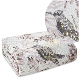 170 x 210 Quilted Poly White+Beige Bedspread