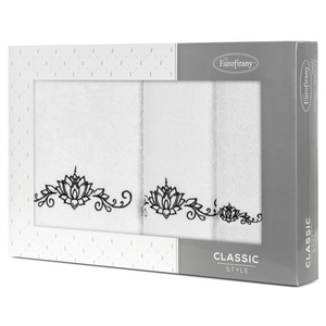 Towel Set 3pcs. Liliana 380 White+Black
