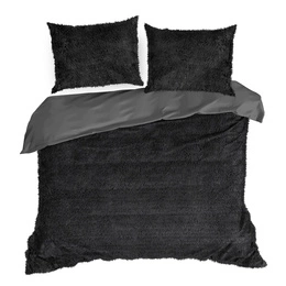 Bedding 160 x 200 3 pcs Fur Polar Tiffany Black