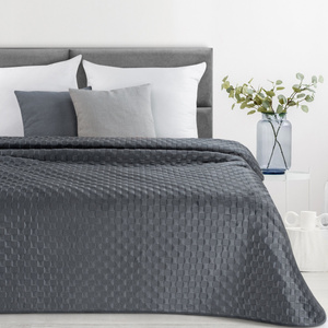 Quilted Velvet Bedspread Sofia4 Graphite 200 x 220
