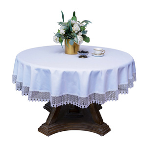 Round Tablecloth 140 cm Diameter Gipiura Pattern 431 White