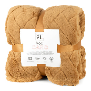 Blanket 170 x 210 Plush Houndstooth Caro Honey