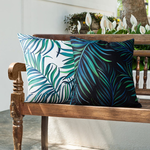 Decorative pillowcase 40 x 40 Palms 02 White+Blue
