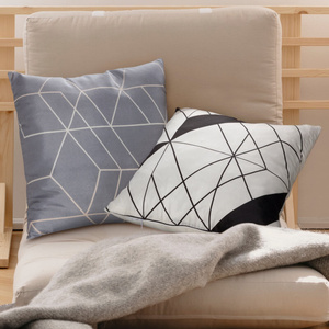 Decorative pillowcase 40 x 40 Geo 02 Steel+Beige