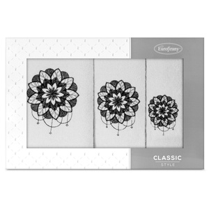 Towel Set 3pcs. Lotus 380 White+Black