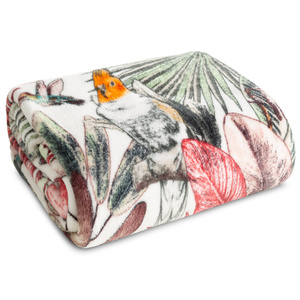 Blanket 150 x 200 Microfiber Parrot Green+Pink