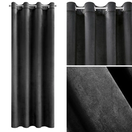 Melanie Black 140x250 Welvet Decorative Curtain