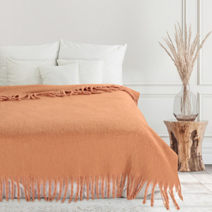 Mohair Blanket 130 x 170 with Fringes Mohair 9 Brick