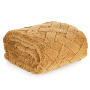 70 x 160 Plush Blanket Herringbone Caro Honey