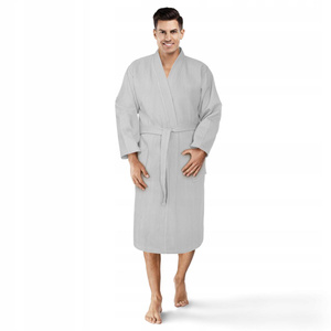 Kimono Gofer Cotton Robe Unisex XS Grey