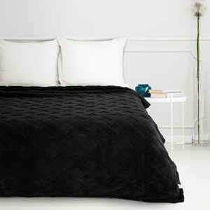70 x 160 Plush Blanket Herringbone Caro Black