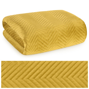 Sofia Mustard Decorative Velour Bedspread 230 x 260