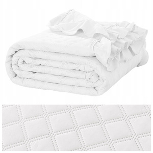 Bedspread 140 x 200 Quilted Double Sided Ruffy White