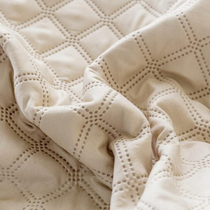Bedspread 200 x 220 Quilted Double Sided Ruffy Beige