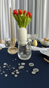 Tablecloth 140x340 Stainproof Classic Savio Navy Blue