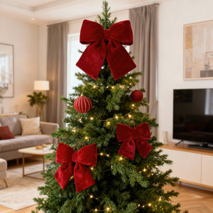 20 x 20 Christmas Velour Holly Bow 01 Card