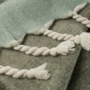 Mohair Blanket 130 x 170 with Fringes Mohair 6 Green+K