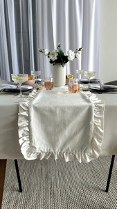 Table Runner 40 x 180 Decorative with Ruffles Ligia 01