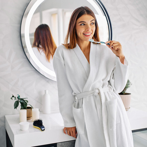 Gofer Unisex Cotton Bathrobe Vizzy S 01 White