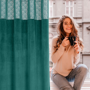 Curtain 140 x 250 Decorative Drawstring Agnes Turquoise