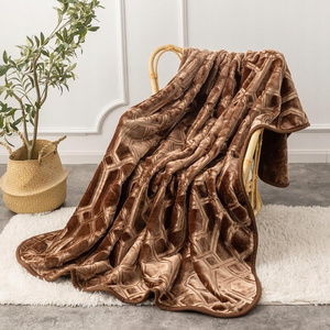 Blanket 160 x 200 Acrylic Stamped Vito Brown