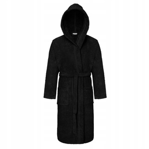 Unisex Hooded Cotton Bathrobe XS Black