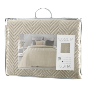 Sofia Cream Decorative Velour Bedspread 220 x 240