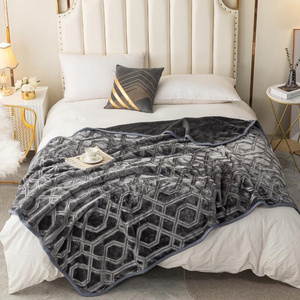 Blanket 160 x 200 Acrylic Stamped Vito Graphite