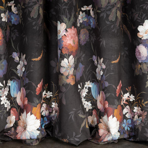 Curtain 140 x 270 Decorative Tape Karen Black+Pink