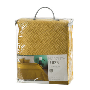 200 x 220 Quilted Velvet Luiz5 Mustard Bedspread