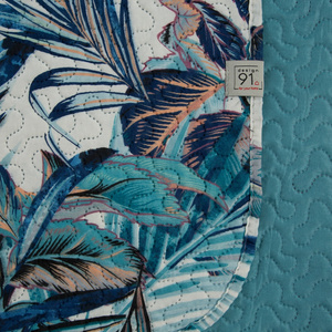 Bedspread 170 x 210 Quilted Pilar White+Turquoise