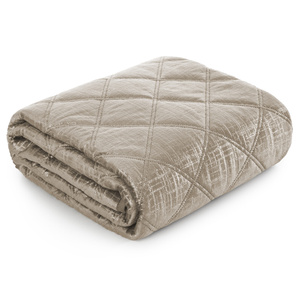 Quilted Velvet Bedspread 220 x 240 Blink6 Cream