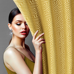 Curtain 140 x 250 Decorative Velvet Inga Honey