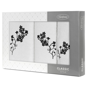 Towel Set 3pcs. Blossom 380 White+Black