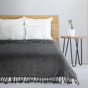 Blanket 150 x 200 Microfiber with Fringes Emma Steel