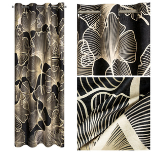Curtain 140 x 250 Decorative Velvet Venus Black+Gold