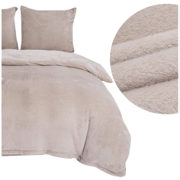 Bedding 160 x 200 3pc Microfiber Teddy Bear Cozy Beige